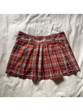 Jacob 2000s red plaid cotton mini skirt